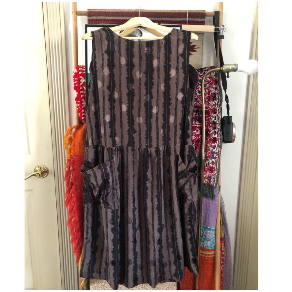 Vintage Drop Waist Striped and Polka Dot Dress